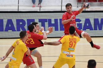 Romanian Handball National playing against North Macedonia