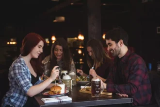 young people at restaurant
