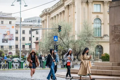 Foreign tourists Bucharest Romania