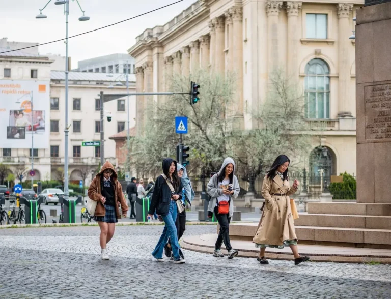 Foreign tourists Bucharest Romania