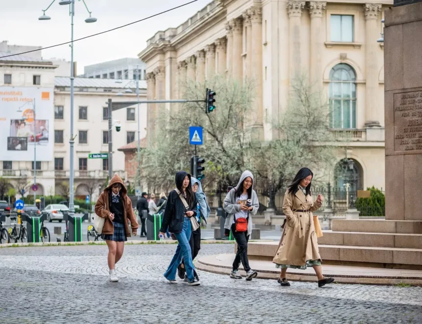 Foreign tourists Bucharest Romania